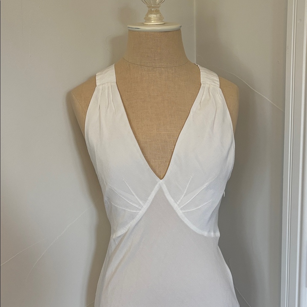 MAJORELLE White V-neck Dress